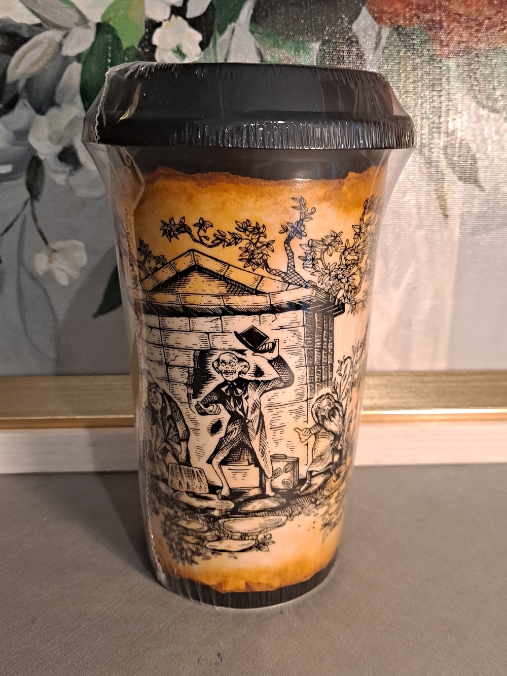 Disney Brown Black Haunted Mansion Illustrated Travel Tumbler Three Thumbs Up
